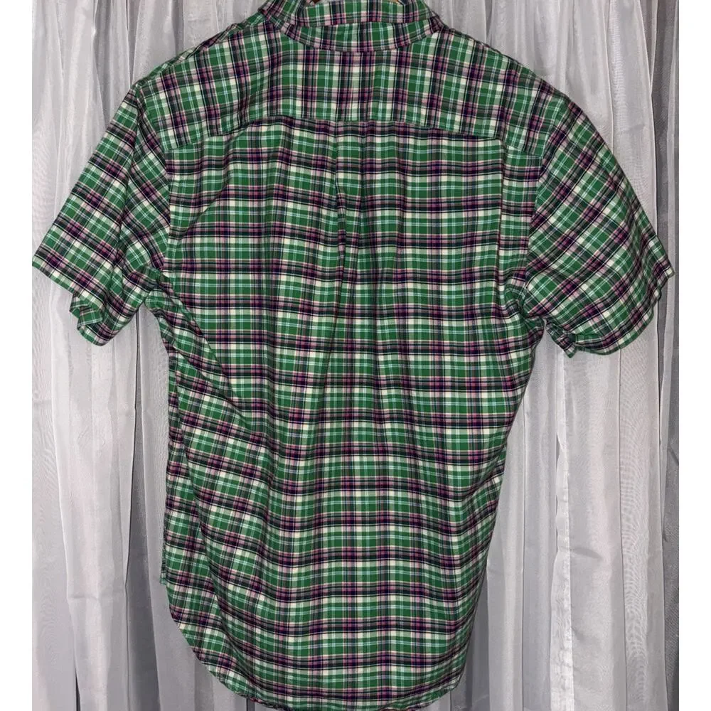 Polo Ralph Lauren Oxford Shirt Men's Blake Check Short Sleeve Button Down Size L